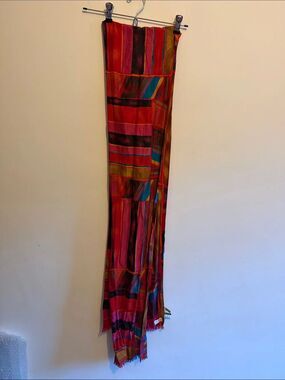 Silk scarf -Red Pink Accent